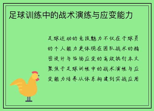 足球训练中的战术演练与应变能力
