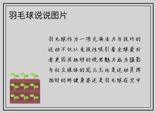 羽毛球说说图片